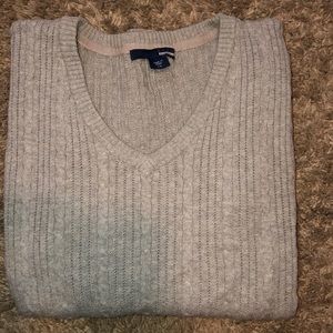 Gray V Neck Sweater